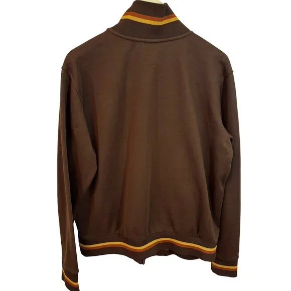 Vintage Mossimo Brown Yellow Zip Up 70's Show Look Jacket Zip Up Sz L Unisex - Picture 10 of 14